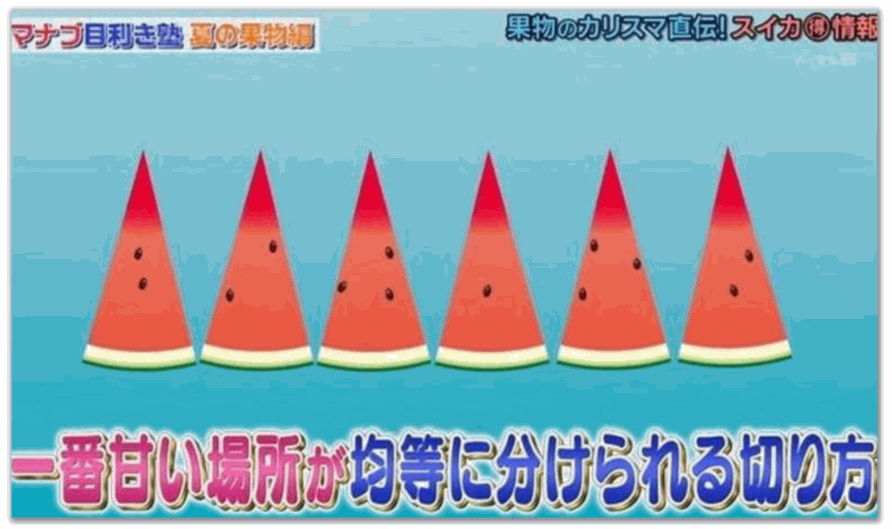 將西瓜切成三角形，便能平分最甜部分。