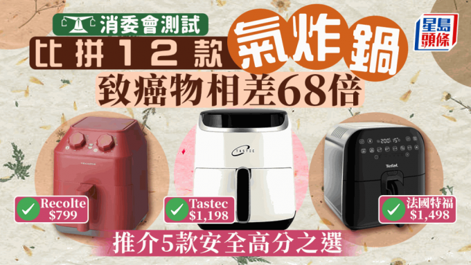 消委會測試12款空氣炸鍋，致癌物相差68倍，推薦5款高分之選