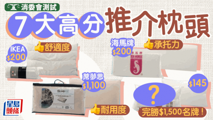 消委會測試市面上15款枕頭，7大高分枕頭推薦