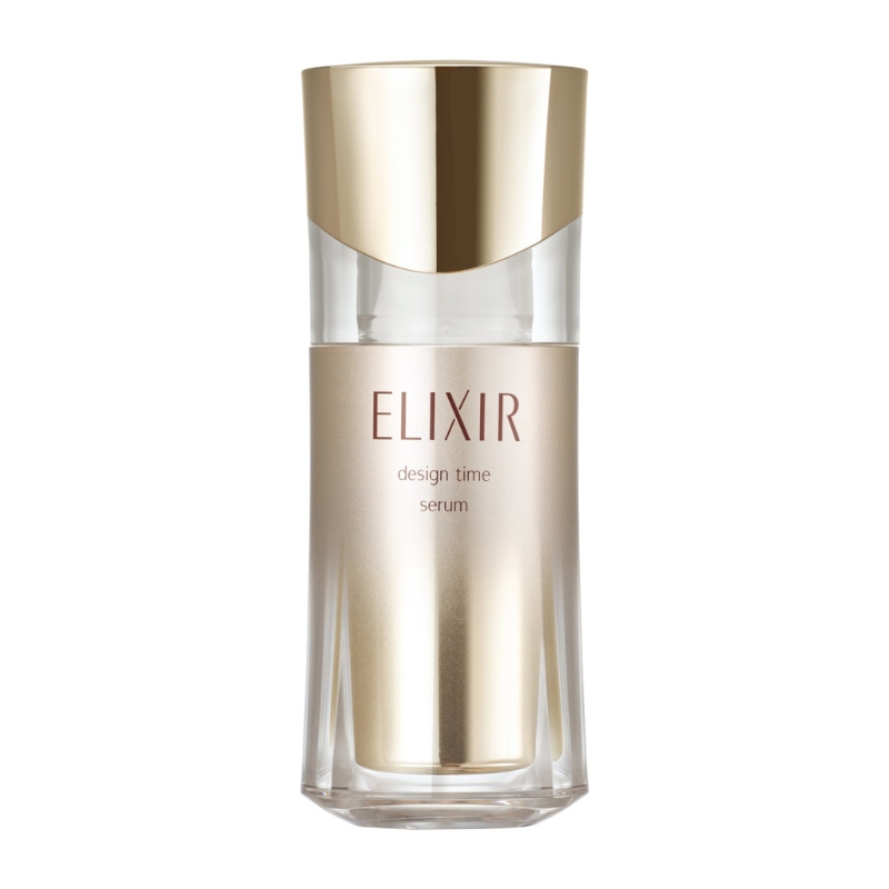 Elixir干細胞膠原再生緊致精華/$370的「彈力膠原Fill up Complex」獨家成分，糅合鳶尾根萃取精華、矢車菊萃取精華、甘油等成分，有助提升膠原蛋白密度。 水芥萃取精華BG、及維他命B8復合物，帶來水嫩光感肌。