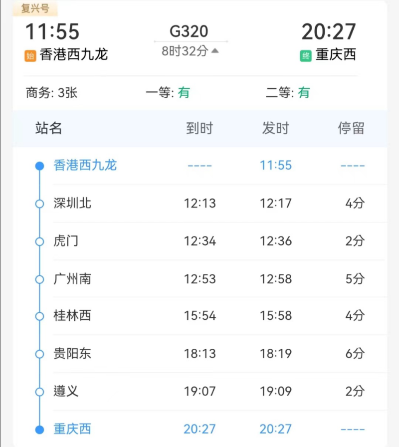 香港西九龍高鐵直達重慶，G320高鐵一路吃不停！