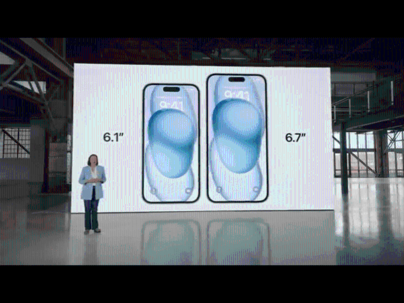 iPhone 15及iPhone 15 Plus屏幕尺寸分別是6.1吋及6.7吋。