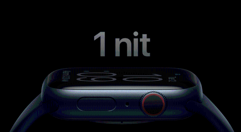 Apple Watch Series 9屏幕亮度可以調低至1nit。