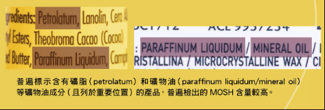 如何通過產品標簽分辨MOSH和MOAH成分？