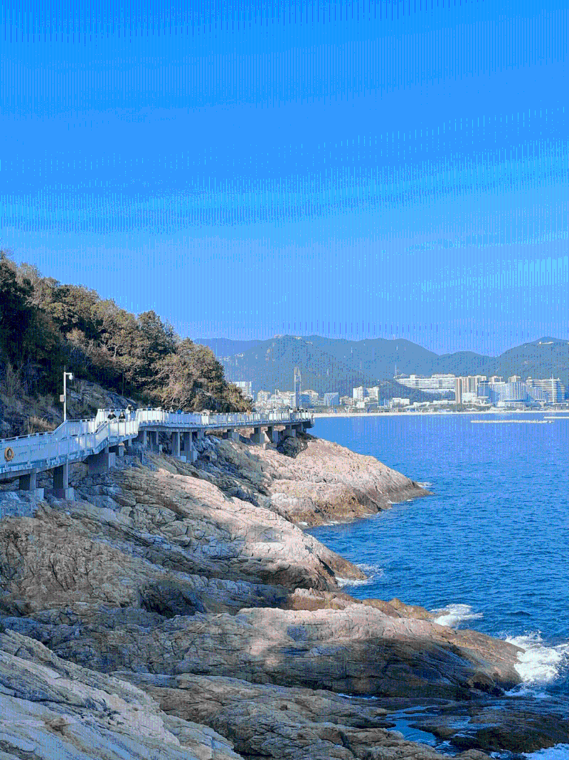 全長約1公里的棧道，看海一流。
