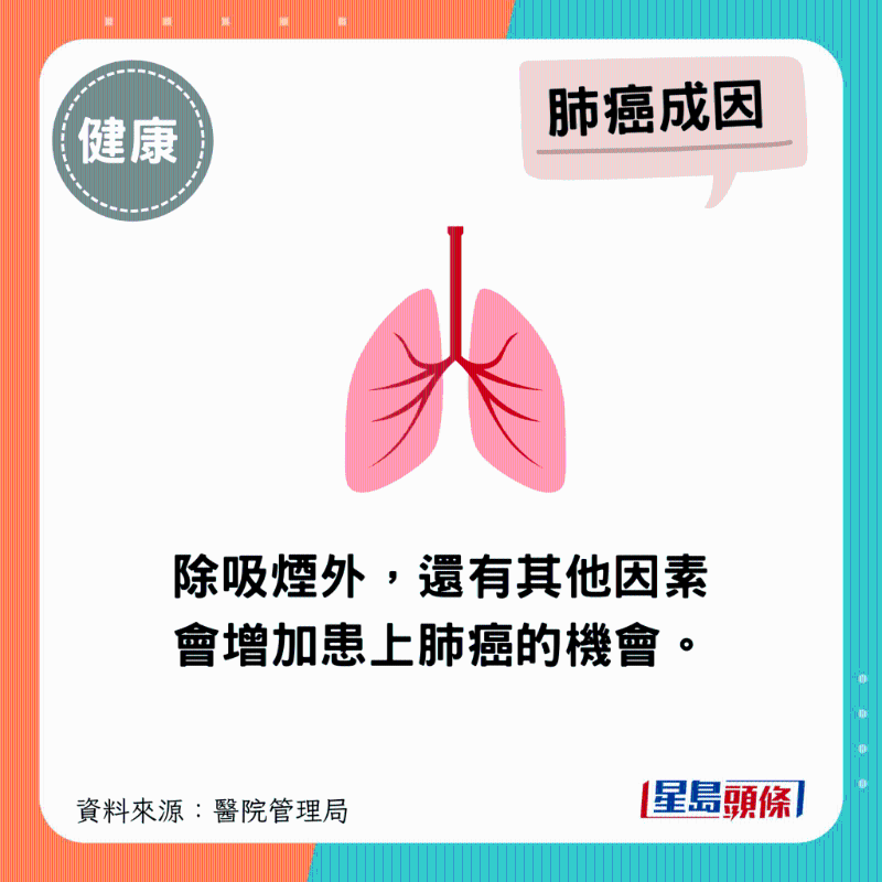 除吸煙外，還有其他因素會增加患上肺癌的機會。