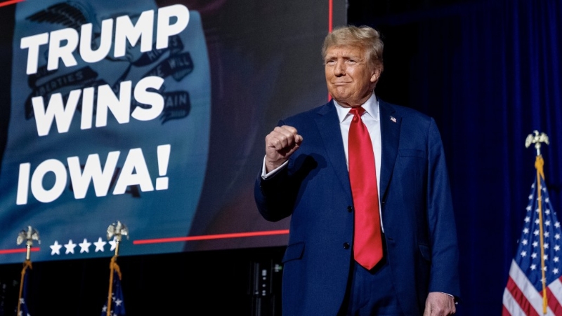特朗普官司纏身但人氣爆燈，先拔頭籌贏得共和黨2024年總統選舉首場初選衣阿華州。 美聯社