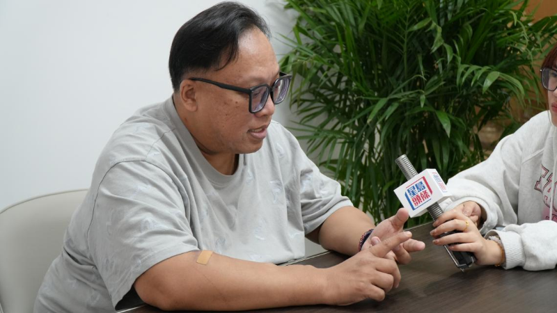 香港腎友歐陽先生接受訪問。