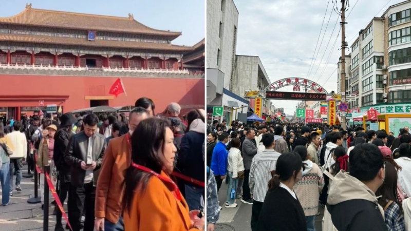 清明節3天小長假民眾趁機出游。 圖左為故宮，圖右山東淄博。