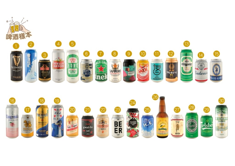 30款預先包裝啤酒資料和測試結果。 消委會圖片