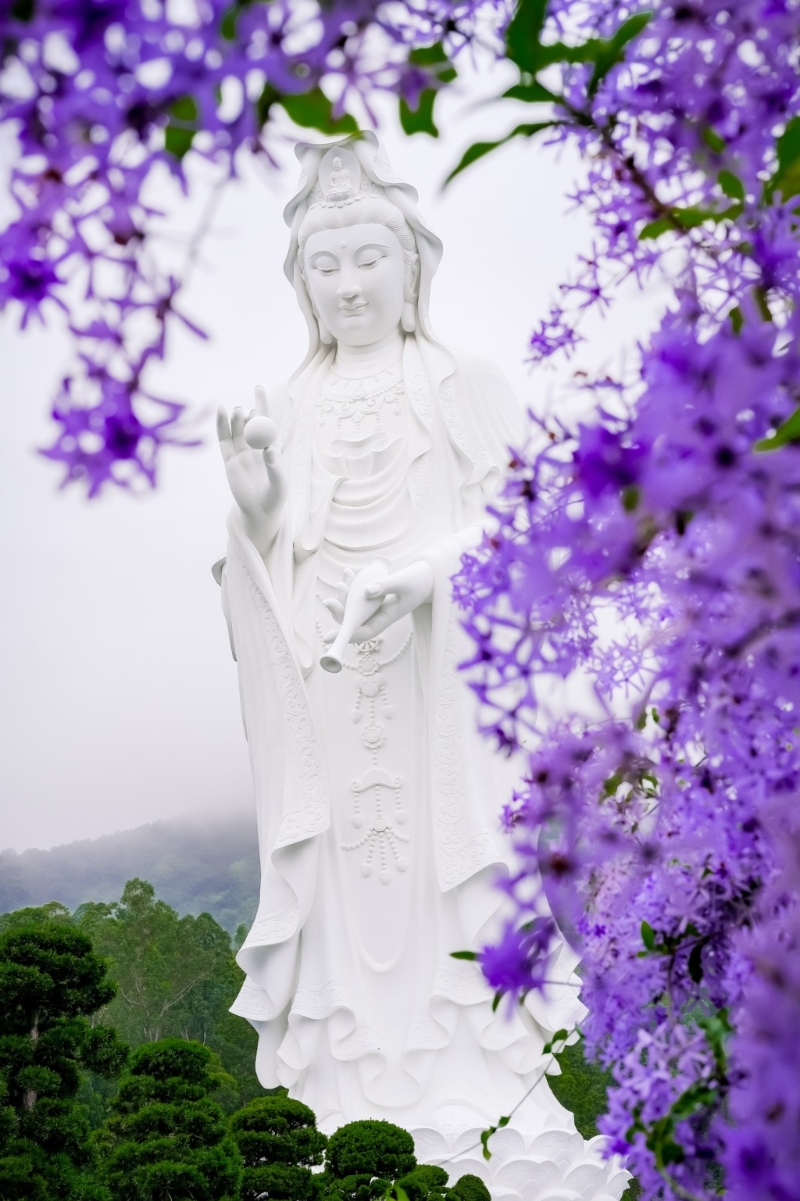 遠看像為觀音圣像添新衣。