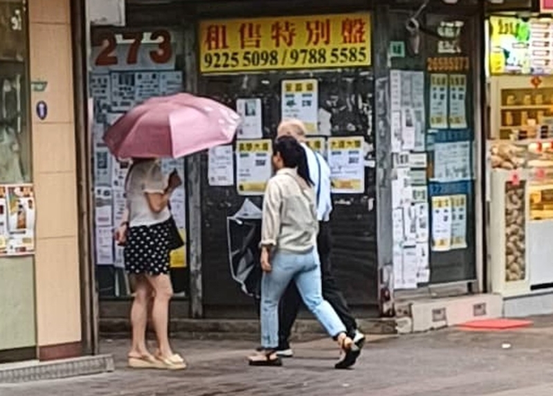 在大埔墟兜搭記者的婦人不久成功游說一名白發老翁，兩人把臂步入后巷，旁邊打傘婦人亦是“北嫂”。