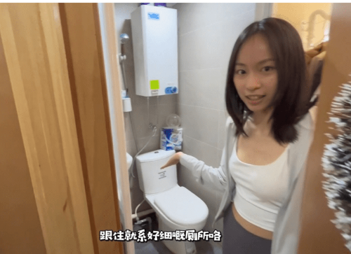 甫開門的左邊就是獨立廁所， 但沒有干濕分離。