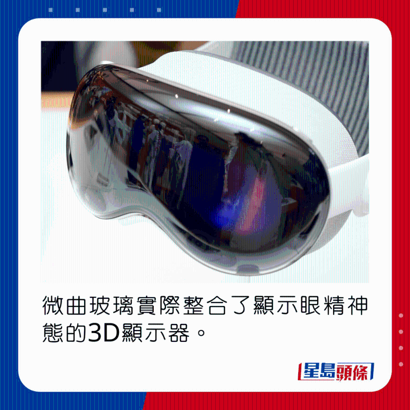 微曲玻璃實際整合了顯示眼精神態的3D顯示器。