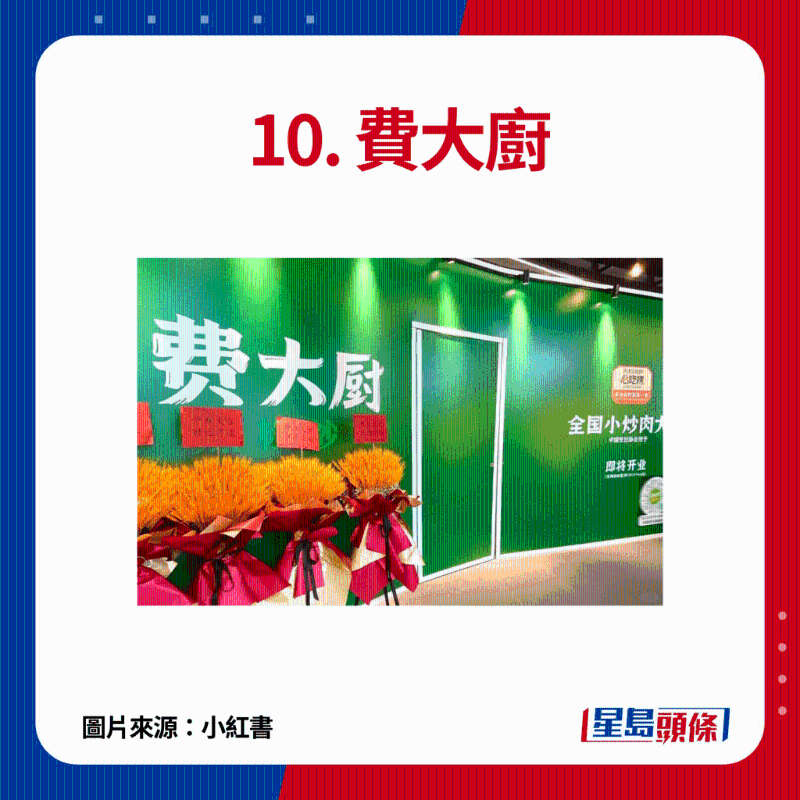 10. 費大廚：主打正宗湘菜，必食推介包拾招牌費大廚辣椒炒肉、香芋蒸排骨、手撕雞等