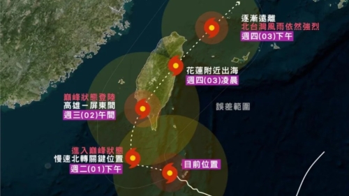臺風山陀兒由南向北橫掃臺灣。 臺灣臺風論壇FB