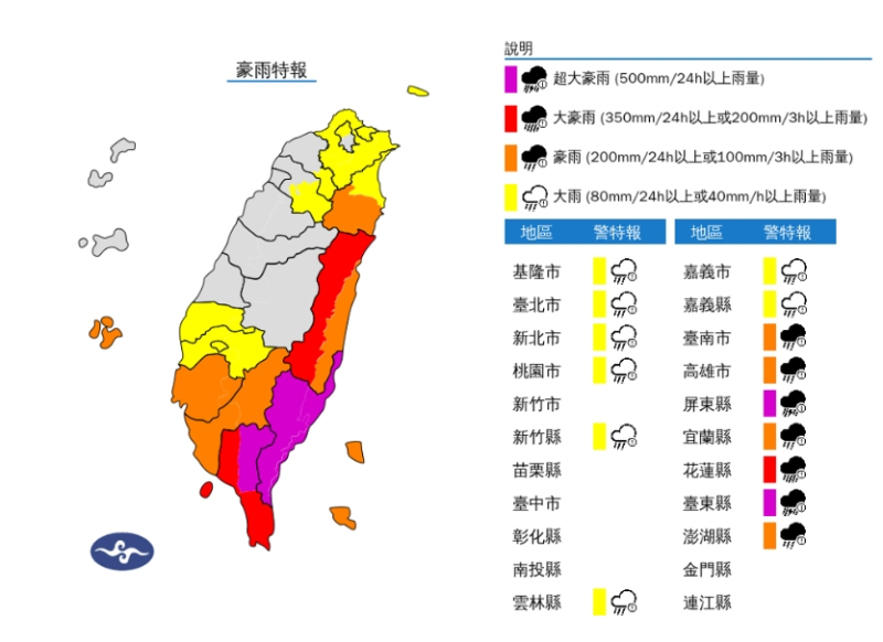 大雨特報