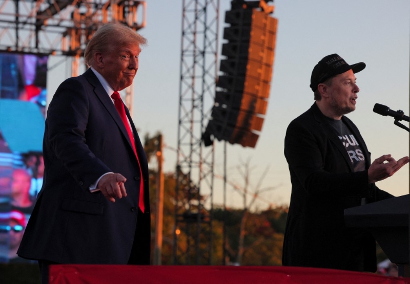 這是馬斯克表態支持特朗普以來，首度現身特朗普的造勢活動。路透社