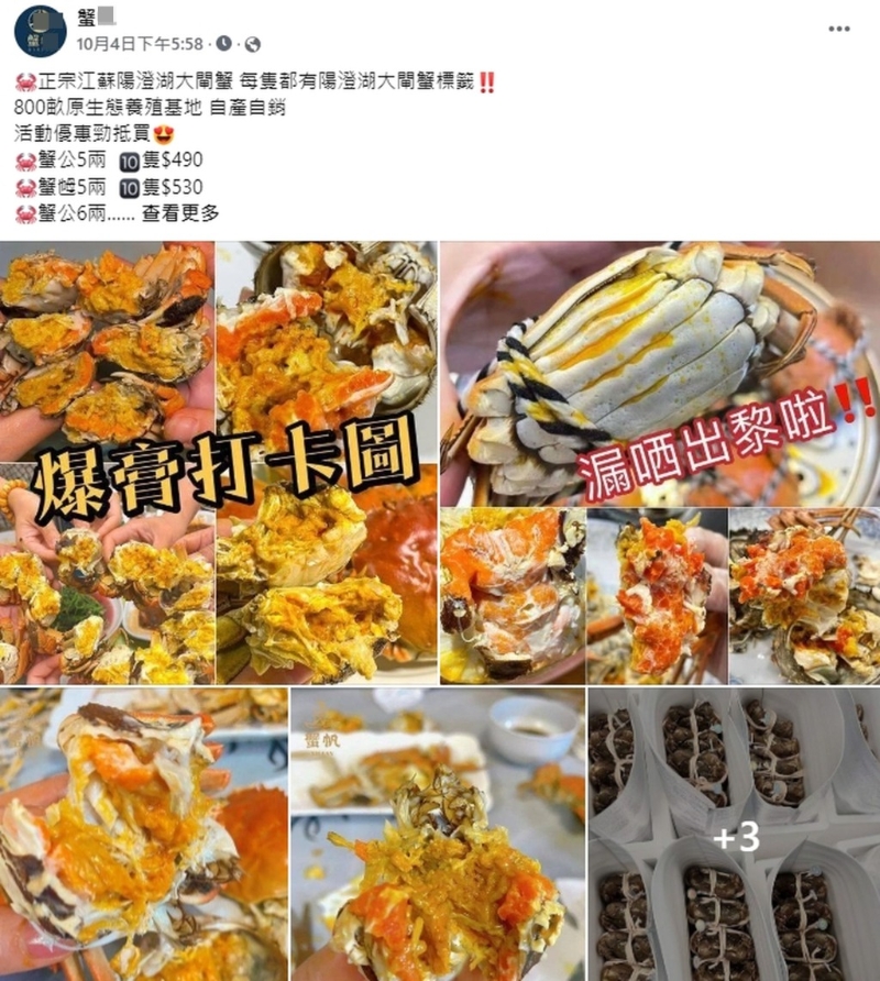 假冒「蟹X」專頁至今仍在營運，「粉絲」暴增至逾萬。網上圖片