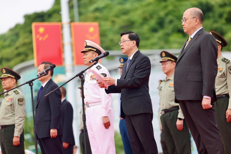 李家超致辭時提到，相信編隊的訪港活動，將讓香港社會更了解海軍建設和發展的成就。