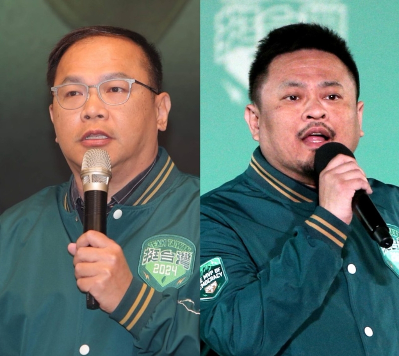 洪申翰（右）接任“勞動部長”，民進黨政策會執行長王義川（左）遞補“立委”一職。