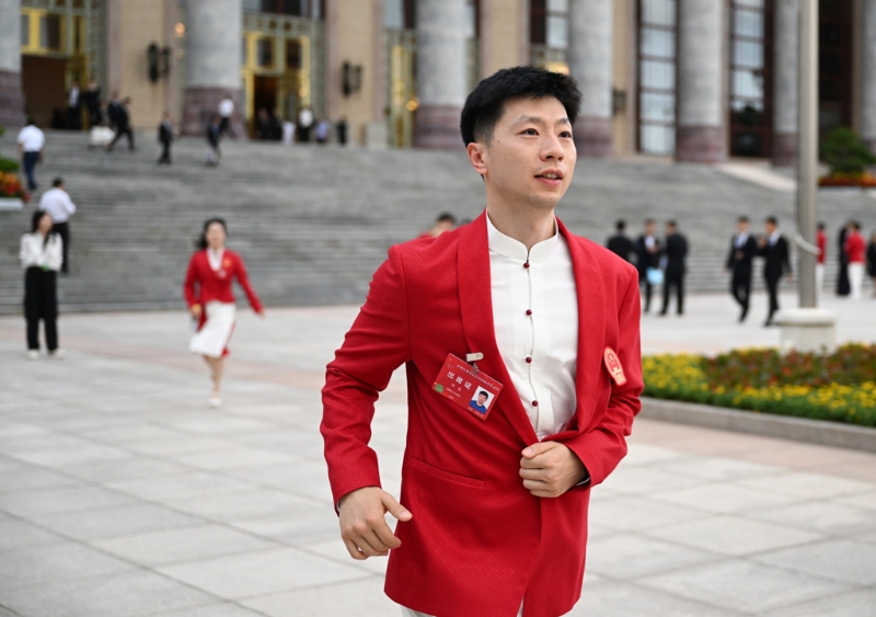 乒乓球名將馬龍。新華社