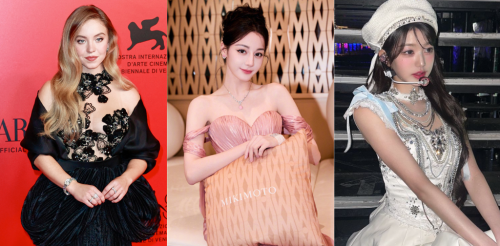 第六到四名則由席妮史威尼（左起）、中國女星迪麗熱巴以及IVE成員張員瑛拿下。