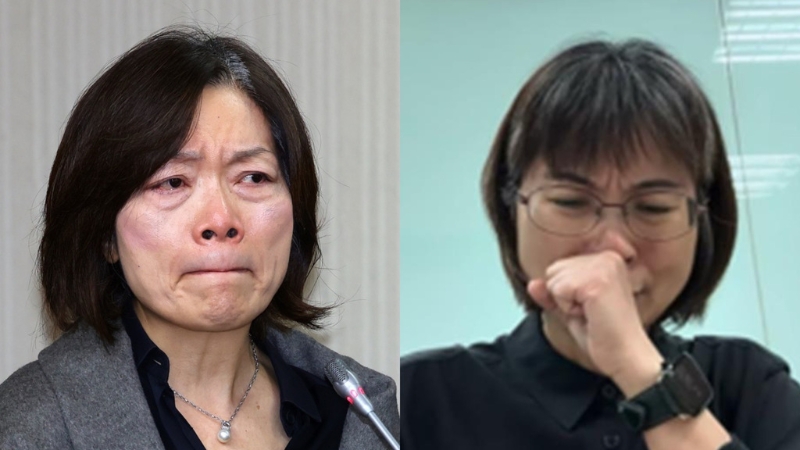 上個月勞動部爆發職員因疑似遭霸凌輕生事件，勞動部長何佩珊（左）請辭，該職員長官北分署署長謝宜容（右）遭到記過免職。（中時資料照合成）