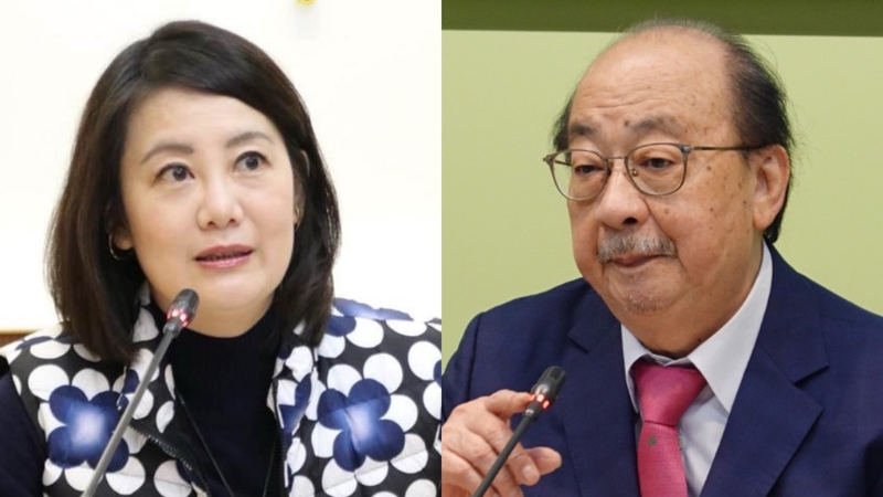 圖為民進黨“立院”黨團總召柯建銘（右）與干事長吳思瑤（左）。
