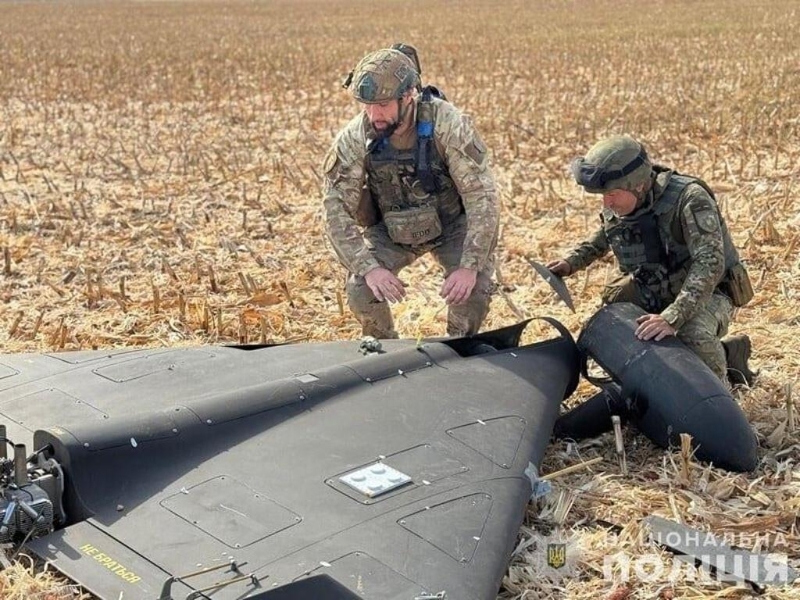 未來烏軍可望運用「弗蘭肯堡MK1」，加強應對俄軍飽和攻擊。圖為遭烏軍擊落的「見證者」無人機殘骸。（取自烏國國防部「X」賬號）