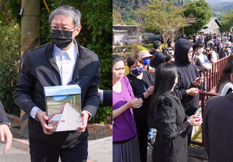 瓊瑤陽明山花葬，兒子陳中維手捧骨灰，百位粉絲相送。