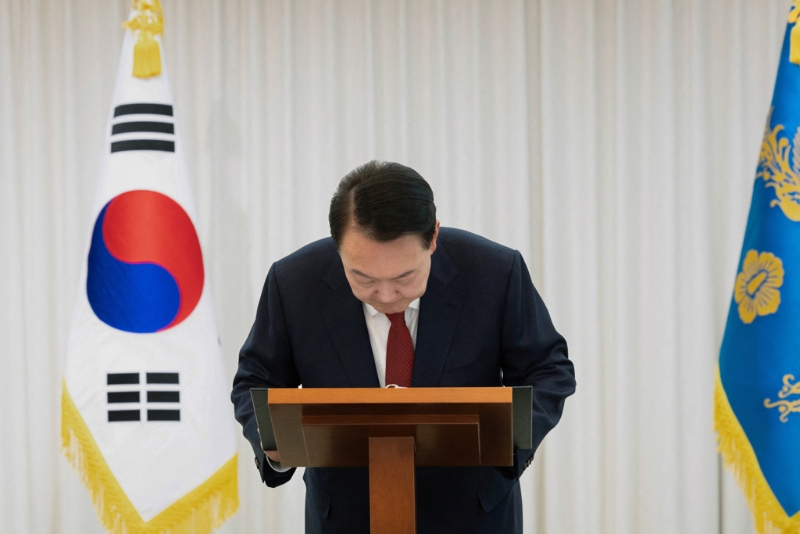 2024年12月14日，韓國總統尹錫悅于首爾官邸向全國發表講話。
