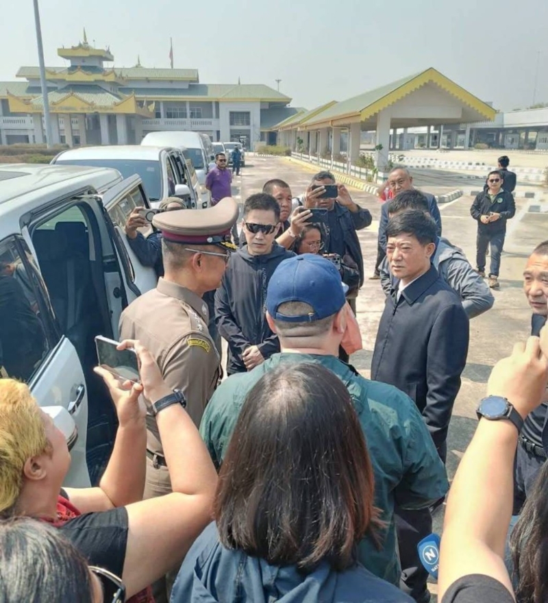 中國公安部部長助理劉忠義昨天抵達泰國后，再進入緬甸妙瓦底考察。 X@maliangshui.jpg