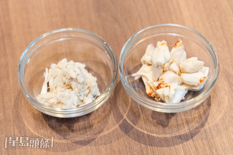 以不同部位的蟹肉入饌。