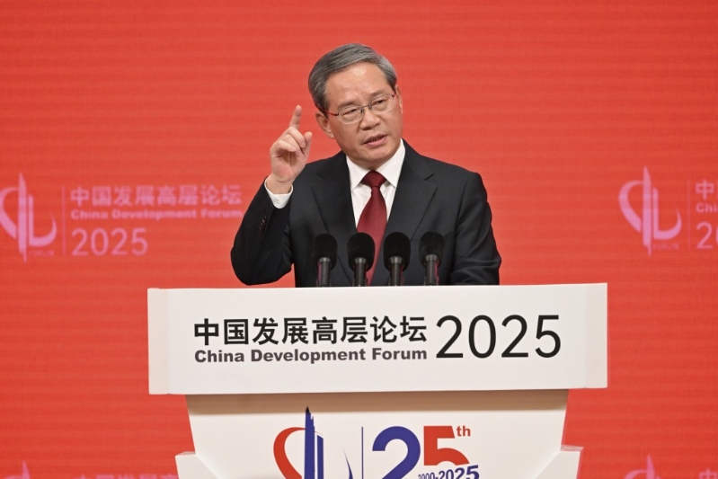 李強在中國發展高層論壇發表演講。美聯社