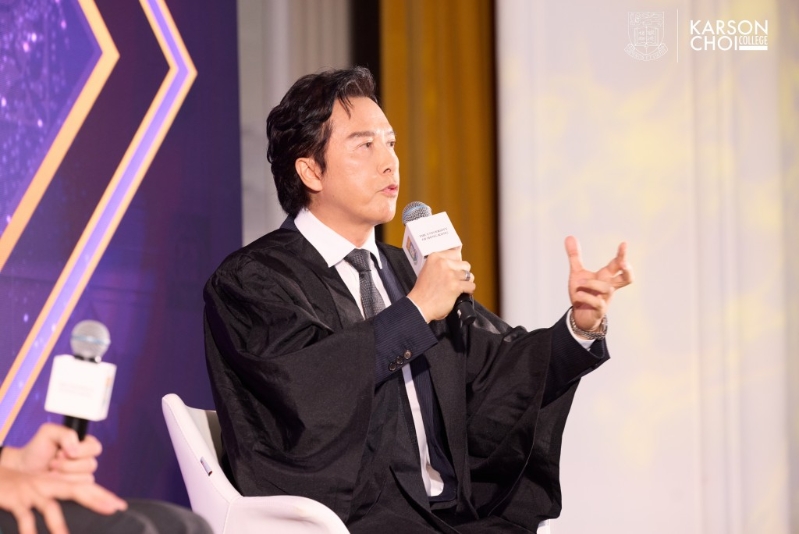 國際影星甄子丹出席首屆高桌晚宴，與學子深度對話。