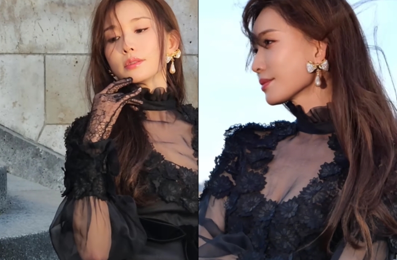 林志玲公開巴黎30秒片，黑紗透視洋裝50歲身材全看光