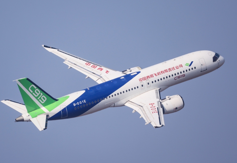 中國商飛制造的C919窄體干線民航客機。新華社