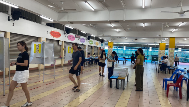 圖為新加坡當地投票站。