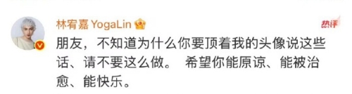 林宥嘉現身留言區向黑粉喊話，兩邊粉絲傻眼。