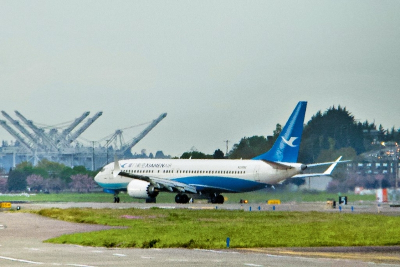 一架原計劃交付中國廈門航空的波音737 MAX飛機，之前由中國飛回美國西雅圖的波音機場。.jpg