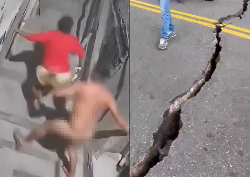 哥倫比亞發生規模6.3的大地震，震央所在的公路有巨大的裂痕，首都居民慌亂的全裸逃生。 X.jpg