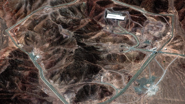衛星圖像中的伊朗福爾多（Fordo）地下鈾濃縮設施。