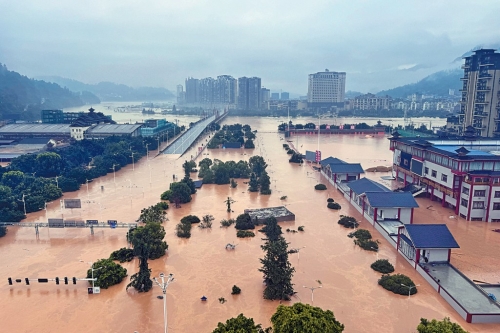 貴州榕江縣城水浸嚴重。