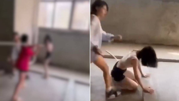 受害女童被逼脫剩胸圍，遭各種暴力施虐。