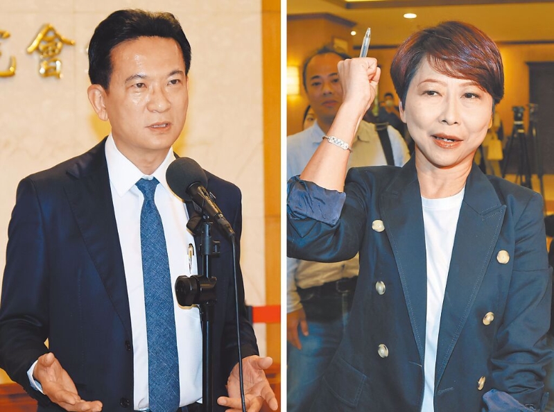 民進黨“立委”林俊憲（左）、陳亭妃（右）。